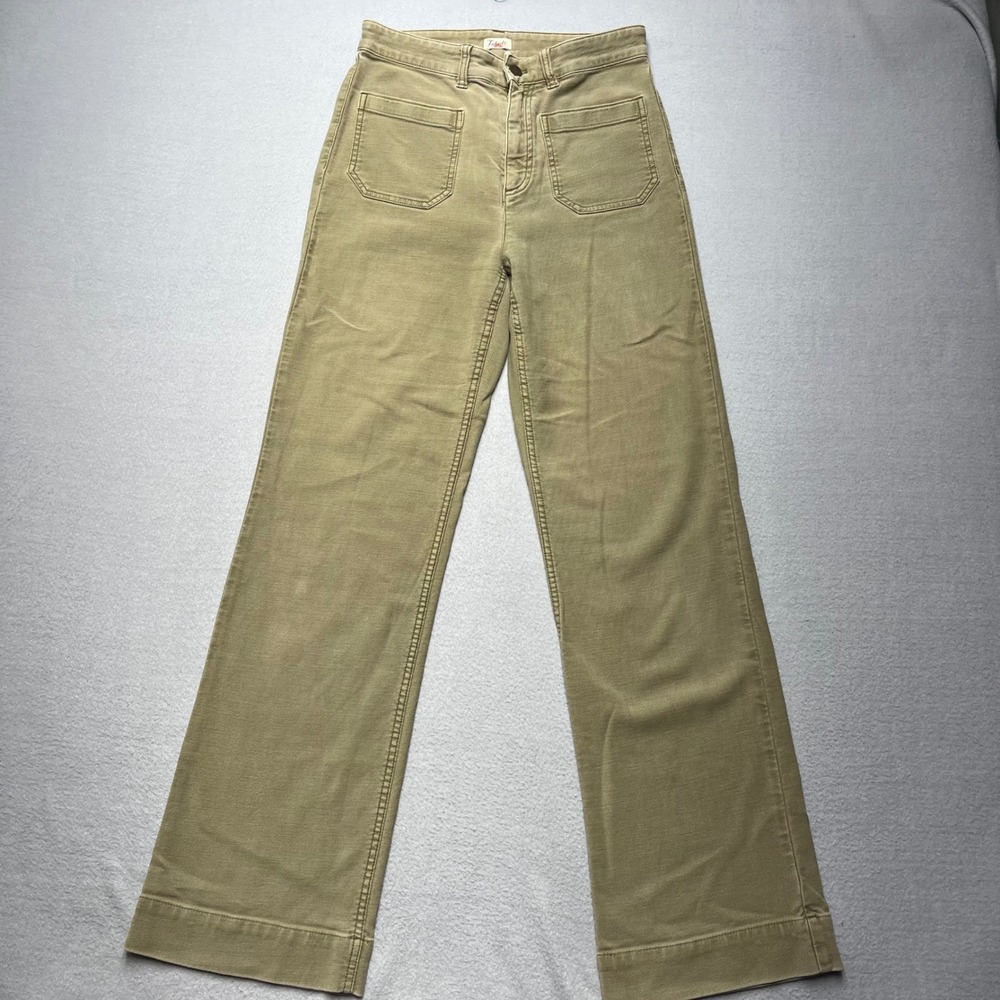 Faherty Women Tan Khaki High Rise Wide Leg Utility Patch Pocket Pants Size 27